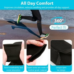 2 Pairs Zipper Compression Socks for Men Women, 15-20mmHg Open Toe Compressio.