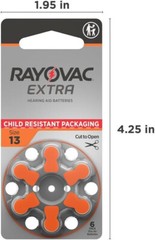 60 Rayovac Extra Mercury Free Hearing Aid Batteries Size 13