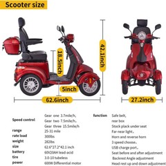 1000W 4-Wheel Electric Powered Mobility Scooter All-Terrain for Seniors & Adults