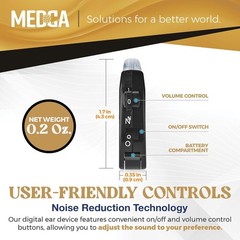 Black BTE Sound Amplifier for Enhanced Hearing – Easy Controls, Stylish Design
