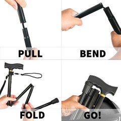 Ergonomic Portable Walking Cane with Wrist Strap – Foldable Design, 11″ Compact