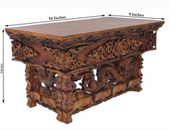 Dharmaobjects Solid Indian Elm Wood Hand Carved Shrine Altar Meditation Table