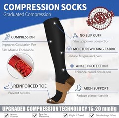 Sooverki Copper Compression Socks for Men & Women 8 Pack 15-20mmHg – Knee Hig…