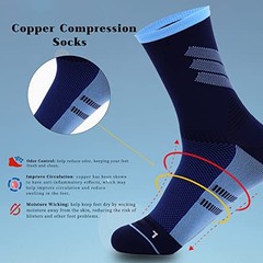 Copper Yarn Compression Socks Reduce Swelling Improve 6-10 Multicolor-4pairs
