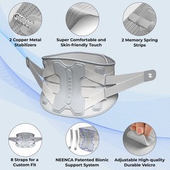 NEENCA Back Brace for Lower Pain Relief with Bionic Medium, Gray-Single