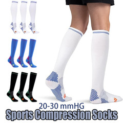 Unisex Athletic Knee High Breathable Compression Solid Tube Sport Socks 3 Pairs