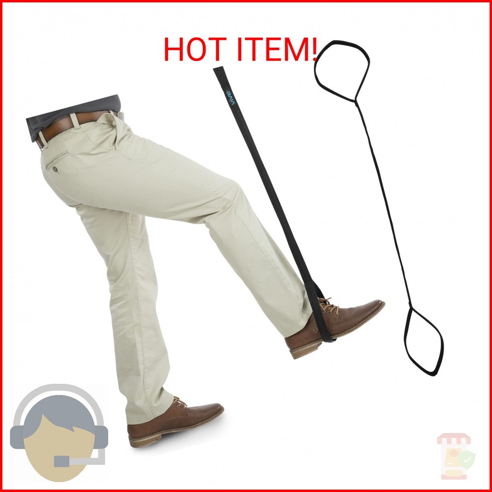 Vive Leg Lifter Strap (44 Inch) – Rigid Foot Loop, Hand Grip for Adult, Senior,
