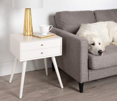 Kate And Laurel Finco Midcentury Modern Style Side Table 2 Drawers White Finish
