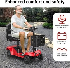 Mobility Scooter,4 Wheel Mobility Scooter,15 Miles Range,300LBS