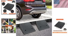 Weather-Resistant Rubber Curb Ramps – 2 PCS, 19.6″ x 19.6″ x 6″ for Safe Access
