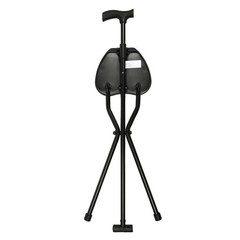 3 Legged Portable Folding Walking Stick with Seat Travel Hiking Cane Chair Stool