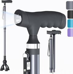 Walking Cane with LED Light for Seniors Men Women, Adjustable Folding Canes for