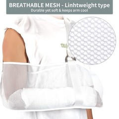 Breathable Mesh Arm Sling Shower Adjustable, Rotator Cuff Injury Right Left Wht