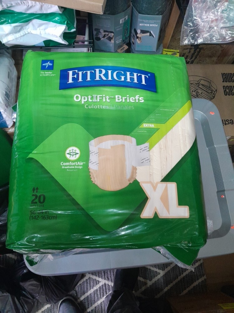 2 Packs FitRight Extra Optifit Briefs Diapers XL Adult Underwear 56-64In.“