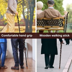 Handcrafted Wood Walking Cane – Lightweight 37.4″ Senior Disability Aid