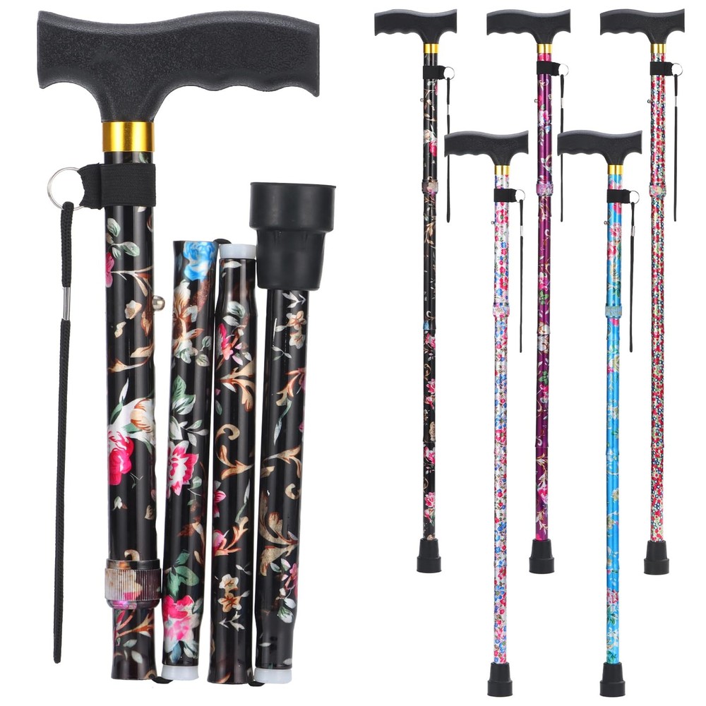 PARLORA Walking Cane for Women and Men, 32.6 – 36.6″, Black print
