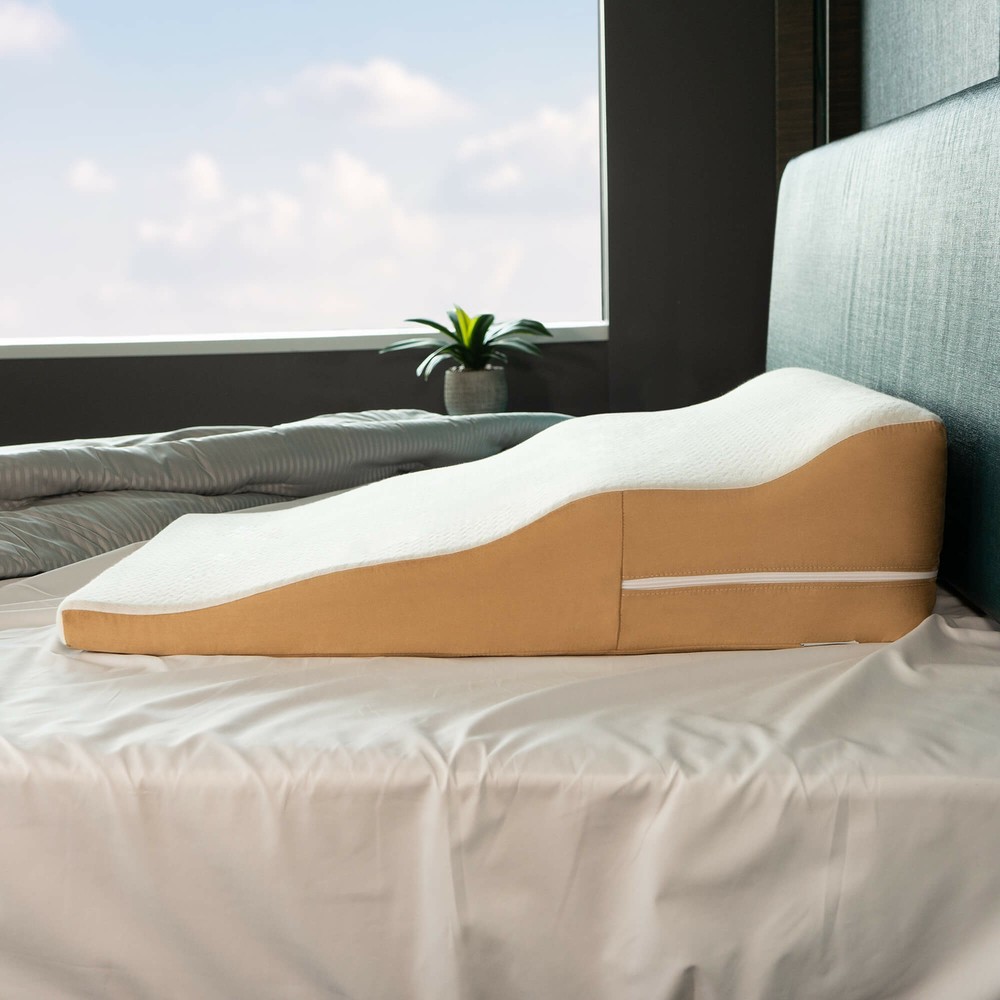 Avana Contoured Bed Wedge Support Pillow with Cooling Gel-Infused Memory Foam