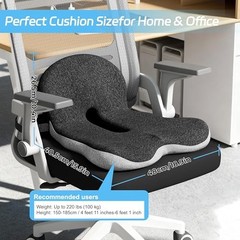 Truck Driver Seat Cushion, Memory Foam L-Shaped Ergonomic Small size Dark Grey