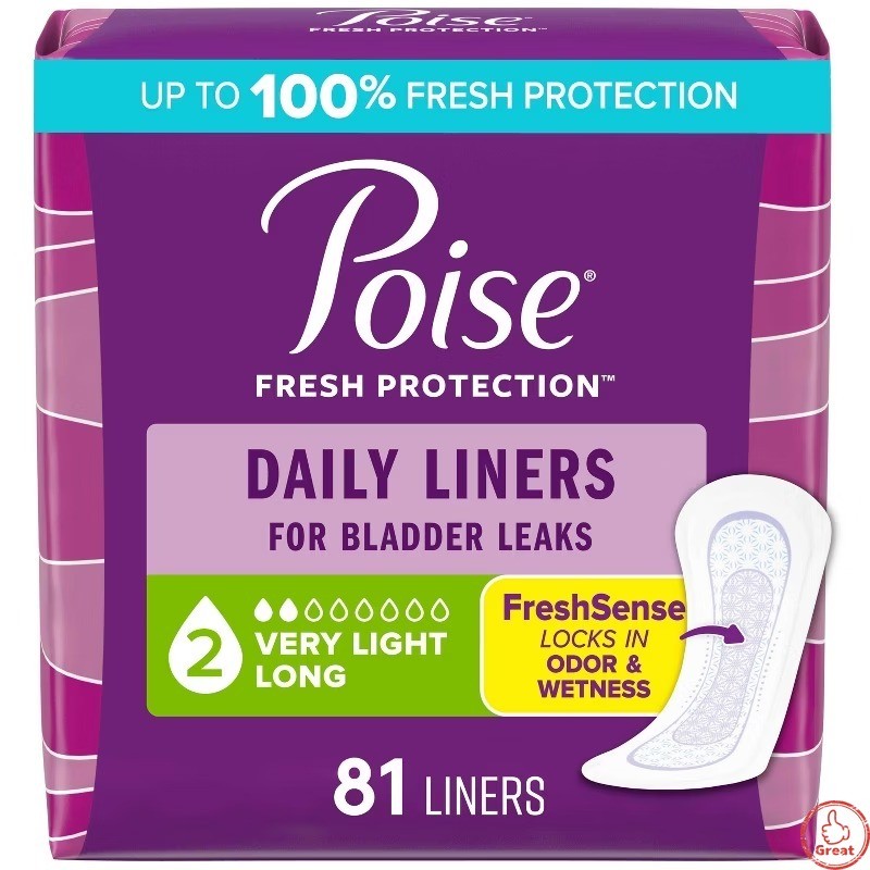 Daily Incontinence Liners – Long – 2 Drop Very Light – 81ct