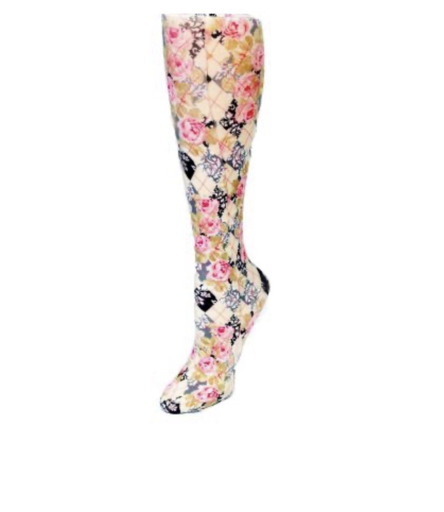 Celeste Stein Therapeutic Compressions Knee Length Women’s Socks Size 5-11 Roses
