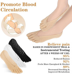 6 Pair Bunion Toe Alignment Relief Socks Orthopedic Compression Full Toe Sock No