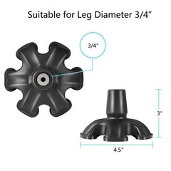 Cane Tip with 6 Support Rubber Foot for Walking Canes 3/4 Inch Shaft, Self-Stand