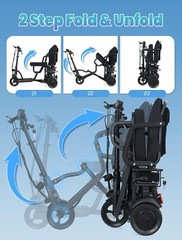 3Wheel Ultralight Foldable Storage Electric Mobility Scooter 300W Range 15 Miles