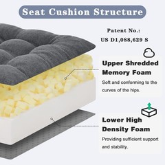 baibu Large Memory Foam Recliner Cushions 20x20x5 Inch (Pack of 1), Dark Grey