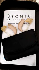 Orig. $9K – SONIC BTE Hearing Aids – New Other – Zip case, Manual, Batteries