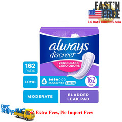Always Discreet Incontinence Pads, Moderate Absorbency, Long Length, 162 Count
