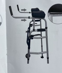 Adjustable Height Foldable Walking Frame 2 Wheels Silver Black Aluminum Adult
