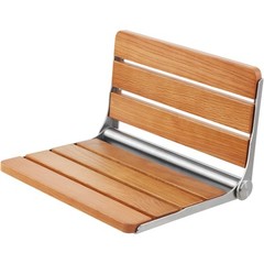 VEVOR 16″ Folding Oak Shower Seat Wall Mounted Shower Bench 440lbs Rust-proof
