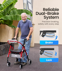 VOVCIC Z11 Rollator Walker for Seniors, 380 Lbs Capacity, Foldable & Lightweight