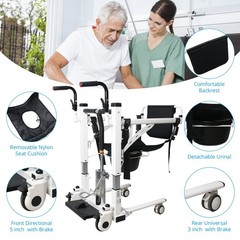 GRAVEE Hydraulic Patient Transfer Lift Chair, Height Adjustable Wheelchair