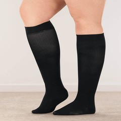 Silver Steps Wide Calf Compression Socks, 15-20 mmHg, Black