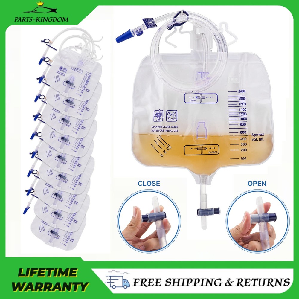 10Pcs 2000mL Urinary Drainage Bag with Anti-Reflux Chamber Tube Hook New