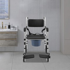 Aluminum Alloy Height Adjustable Shower Chair Rolling Shower Chair with Commode