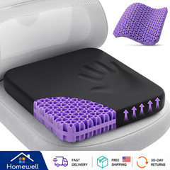 Gel Seat Cushion for Long Sitting, Ergonomic Cooling Pad, Non-Slip Cover- XLarge