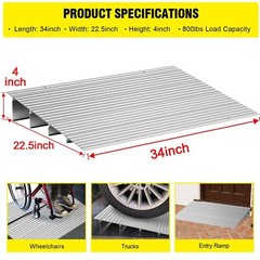 1″/2″/3″/4″/5″ Rise Threshold Ramps Aluminum Adjustable Ramps 800LB for Doorways