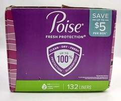 Pack Of 132 Poise Fresh Protection Daily Incontinence Very Light Panty Liners