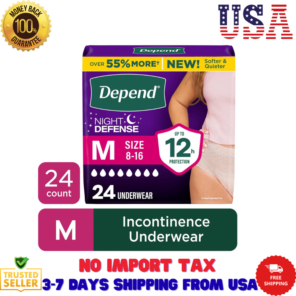 (2 pack) Depend Night Defense Incontinence Underwear for Women L, 22 Count