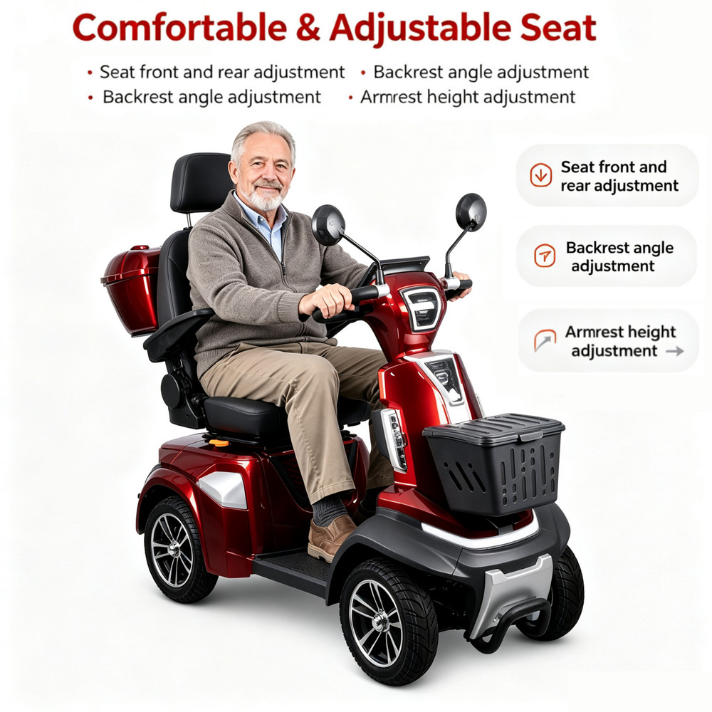 Heavy Duty 500W 4 Wheel Mobility Scooters 48V/20Ah Max Weight Capacity 700 lbs