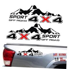 4X4 Off Road Sport with Mountain Pattern Decal Stickers 2Pcs, Black-and-red