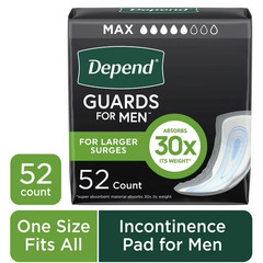 Depend Guards Incontinence Pads for Men, Maximum Absorbency, 52 Count Free Ship