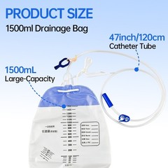 5 Pack Urinary Leg Bag,1500ml Urinary Drainage Bag with Cloth Tape,