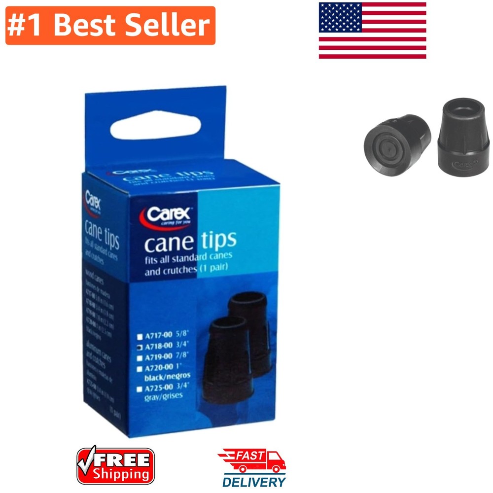 Versatile Black Cane Tips – 4 Count Rubber for Ultimate Traction and Durability