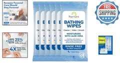 Gentle Rinse Free Adult Bath Wipes with Aloe Vera | Perfect for Sensitive Skin