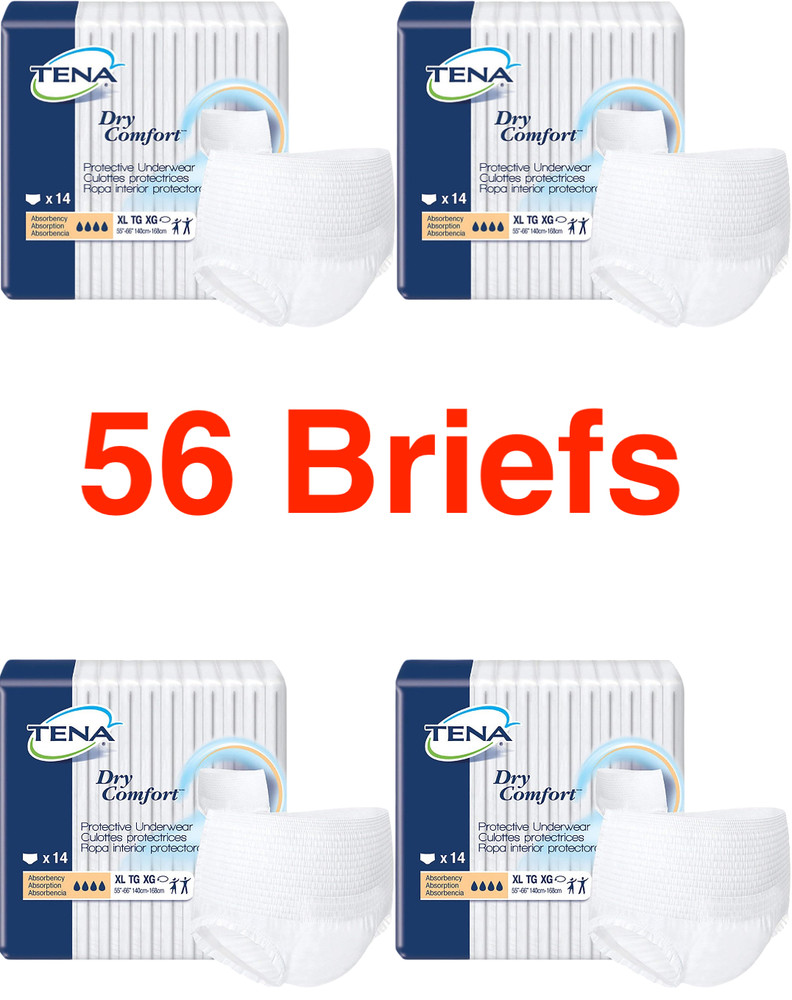4pks (56 Count) Tena Dry Comfort Protective Underwear Size XL Large 55”-66″ 34z