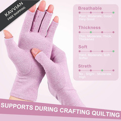 3 Pairs Compression Arthritis Gloves for Women Men Fingerless Pain Relief