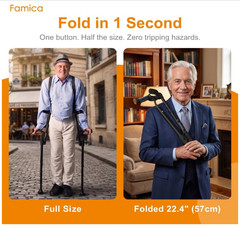 Famica Flexi Crutch – Forearm Crutches For Adults/seniors – Open Cuff